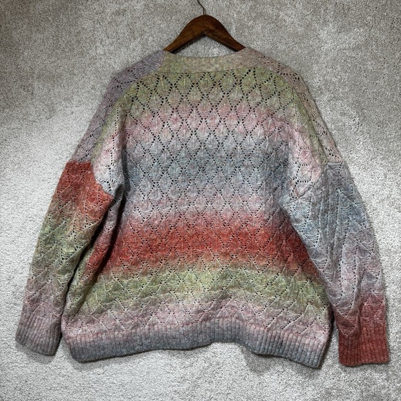 Penelope Rose Ombre Knit Open Front Cardigan Sweater XL Boho Cozy Cottagecore - Picture 13 of 13
